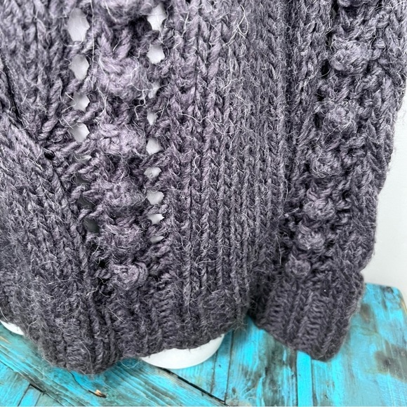 Carducci Grey Alpaca Wool Blend Crew Neck Size XL Open Knit Neutral - Picture 5 of 10